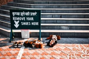 Shoes on steps - Leave it at the door